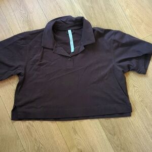 Lululemon Heavyweight Cotton Short-Sleeve Pollo Shirt color Espresso size 12 NWT